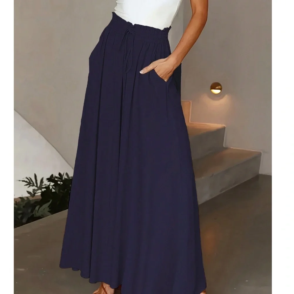 Plus Paper bag High Waisted Pockets Wide leg pants - Picture 14 of 15